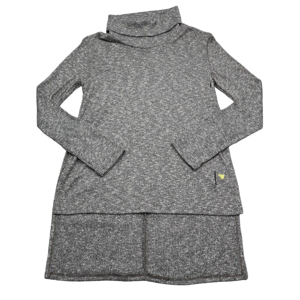 Shelly Sweater Womens L Gray Long Sleeve Turtleneck High Low Hem Pullover Knit